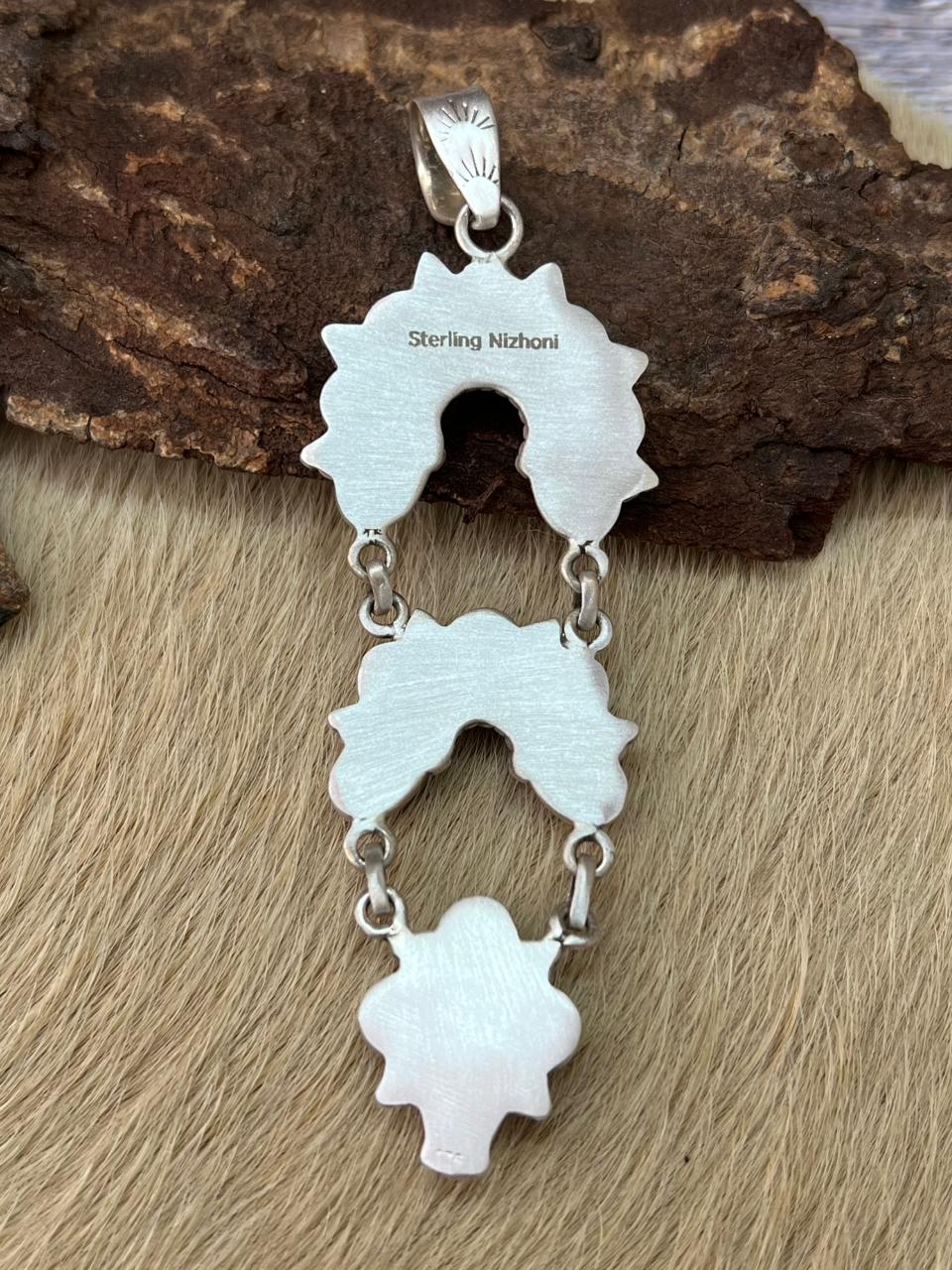 Handmade Sterling Silver White Buffalo Pendant "Signed Nizhoni"