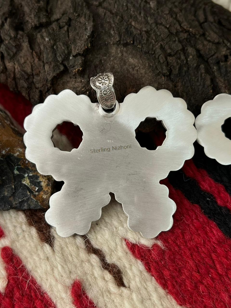 "Christmas Collection" Handmade Sterling Silver Coral Pendant "Signed Nizhoni"