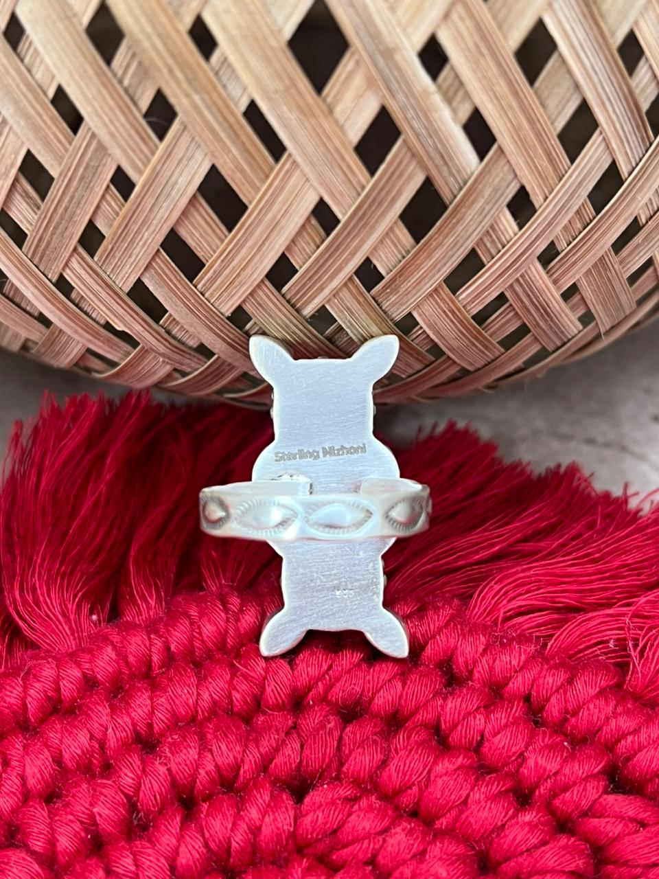 Handmade Sterling Silver Kingman Turquoise Adjustable Ring "Signed Nizhoni"