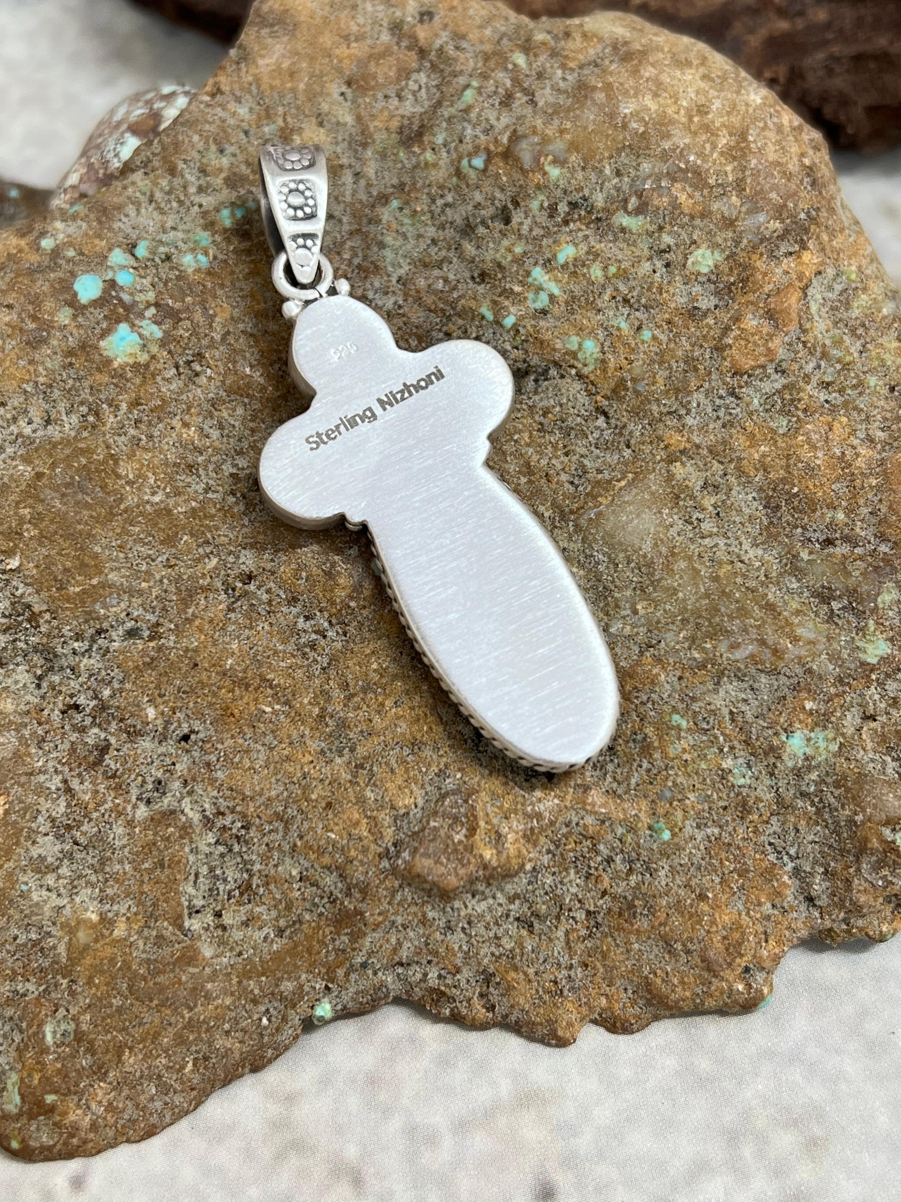 Handmade Sterling Silver Kingman with Pink Opal Pendant Signed Nizhoni