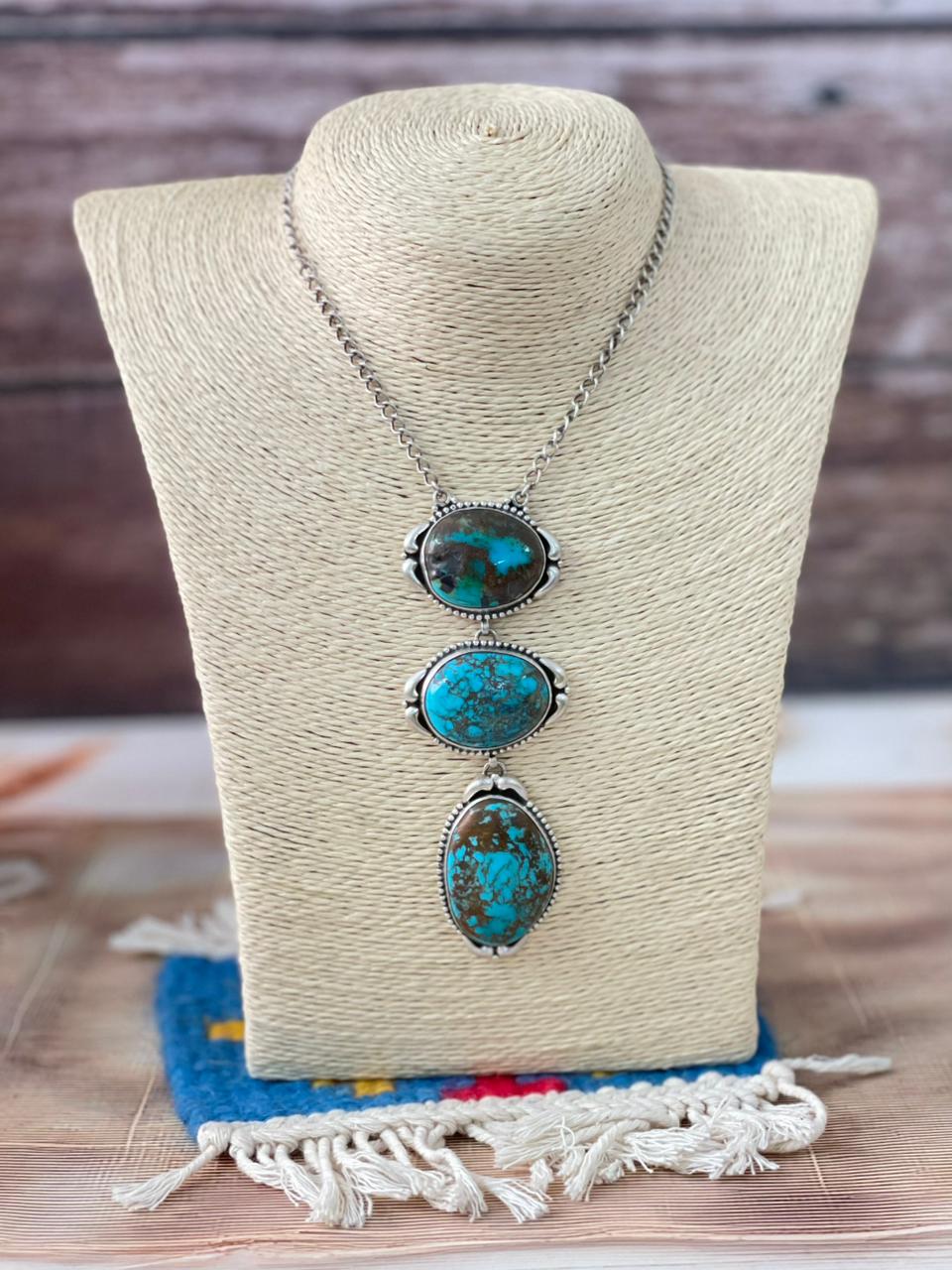 Handmade Sterling Silver Royston Turquoise Necklace "Signed Nizhoni"