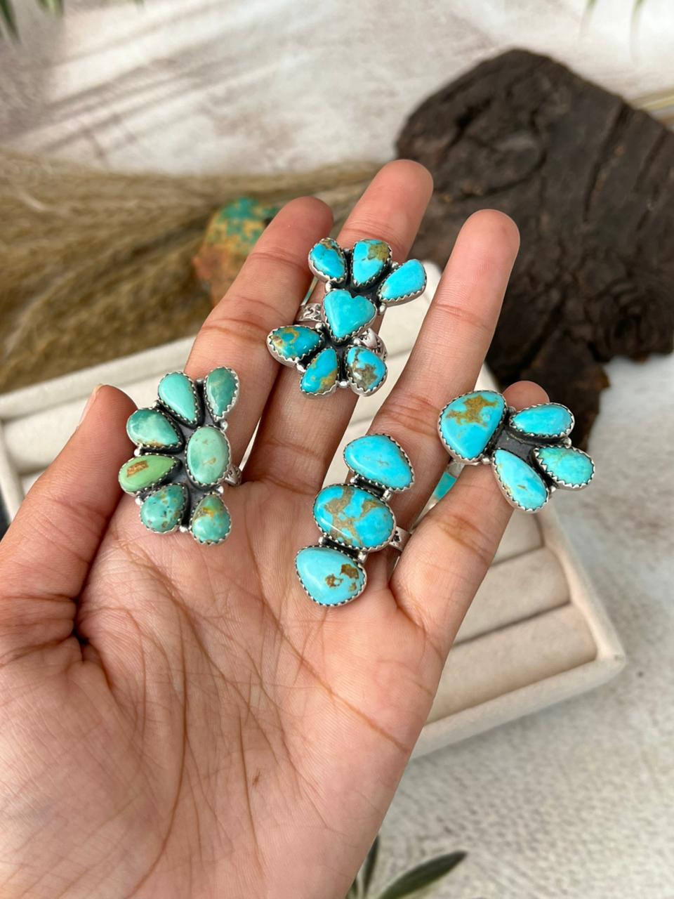 Handmade Sterling Silver Santa Maria Turquoise Adjustable Ring "Signed Nizhoni"