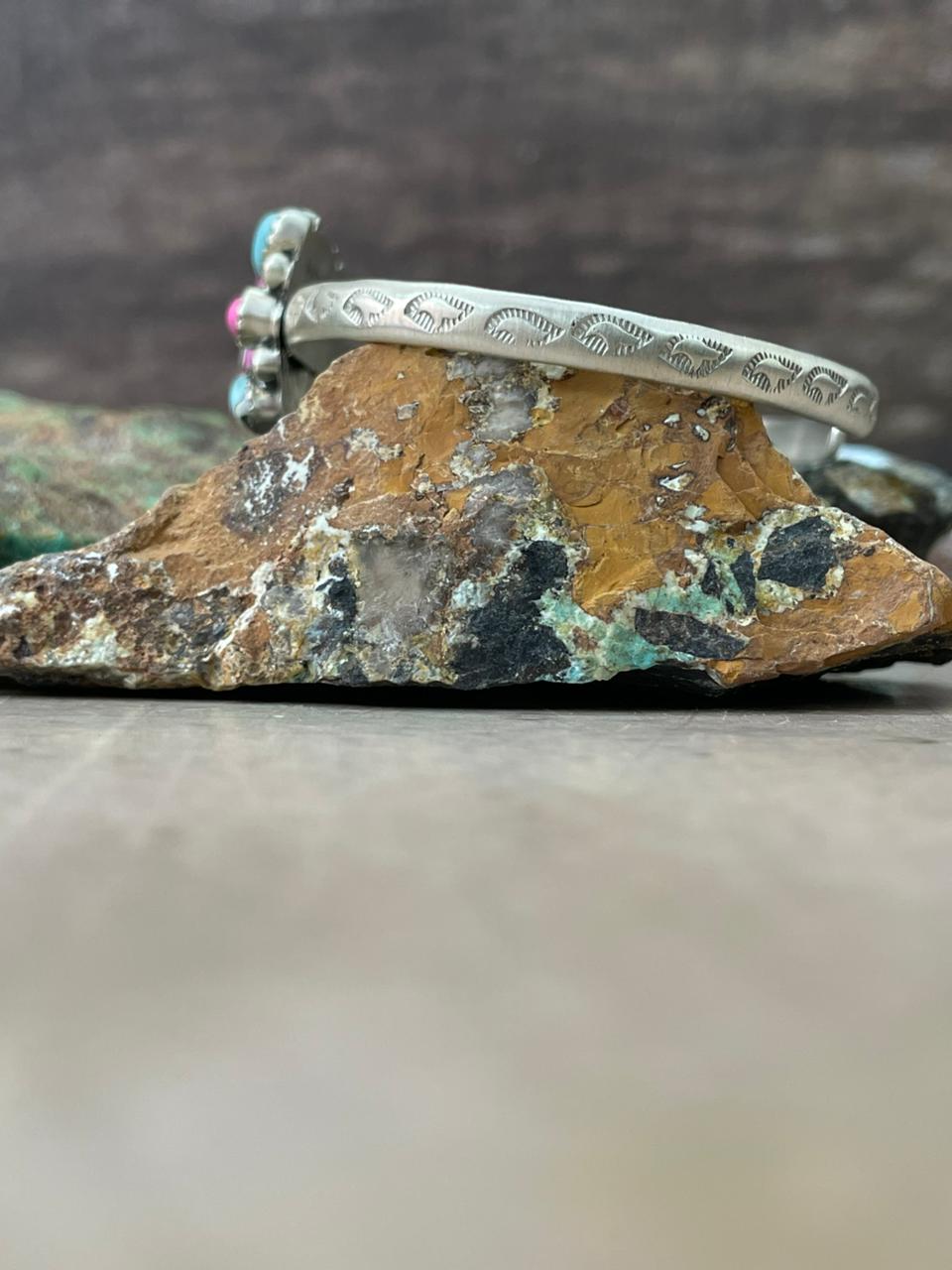 Handmade Sterling Silver Cotton Candy Cuff Bracelet "Signed Nizhoni"