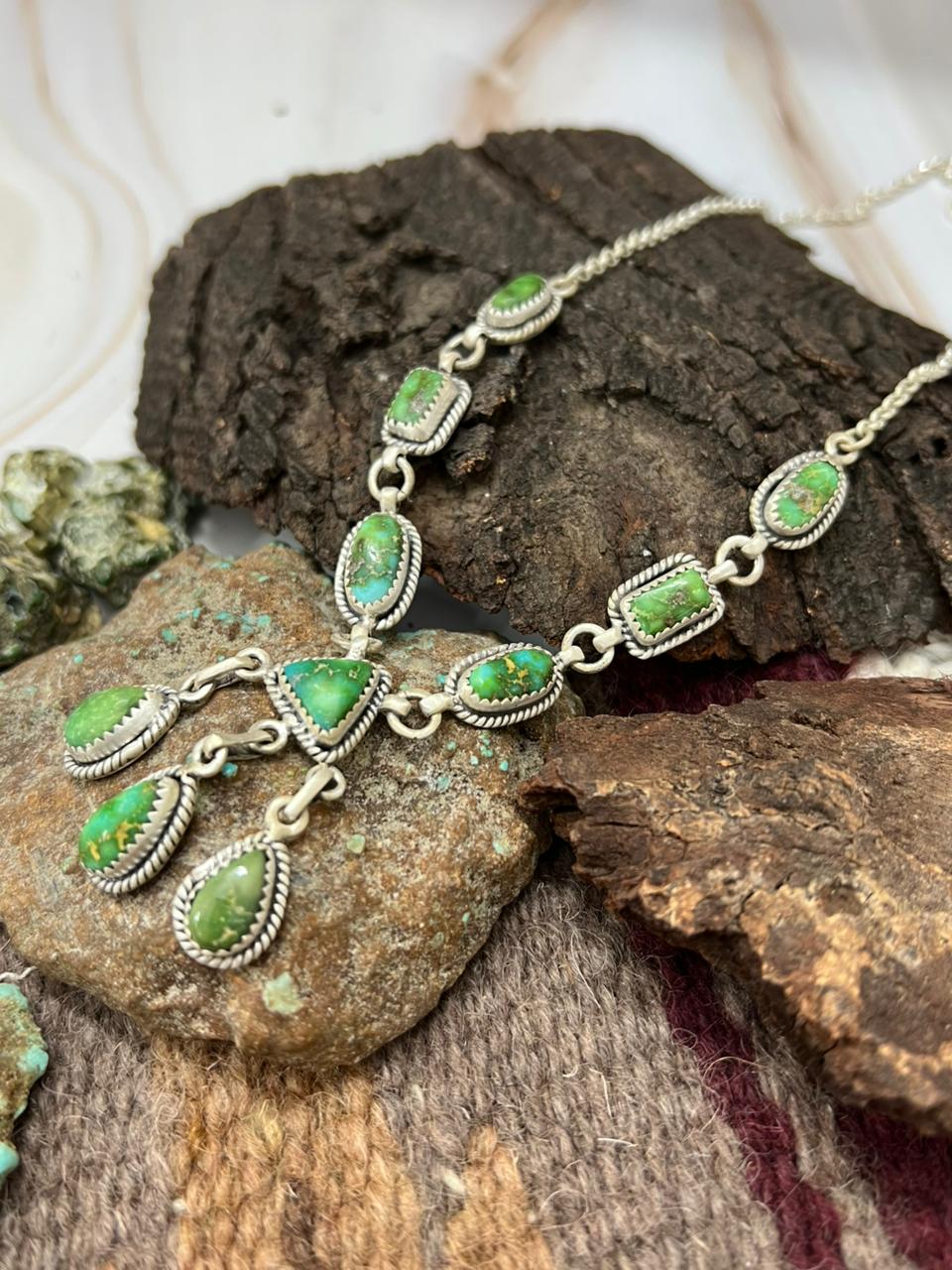 Handmade Sterling Silver Sonoran Mountain Turquoise Necklace "Signed Nizhoni"