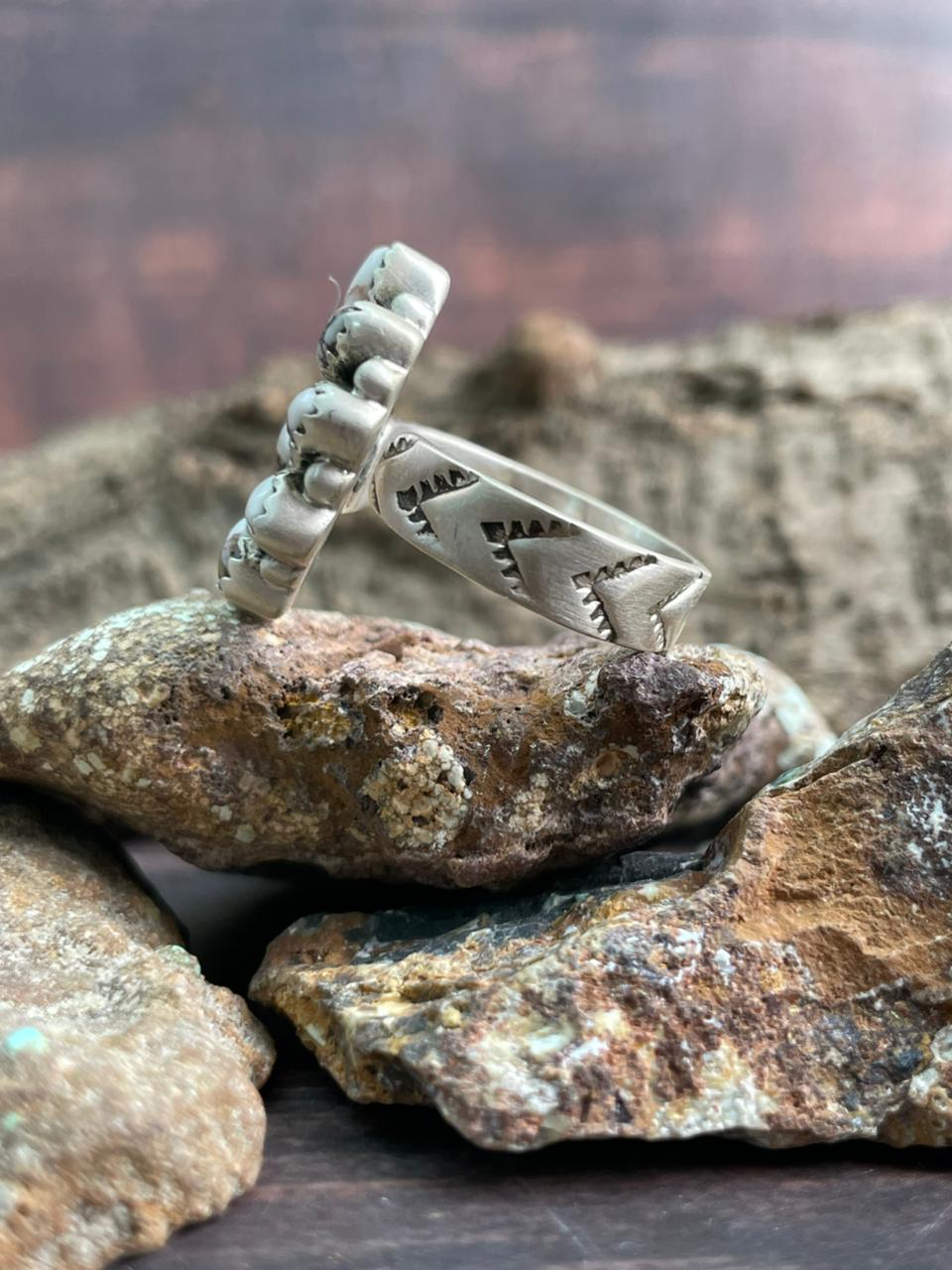 Handmade Sterling Silver Wildhorse Magnesite Adjustable Ring "Signed Nizhoni"