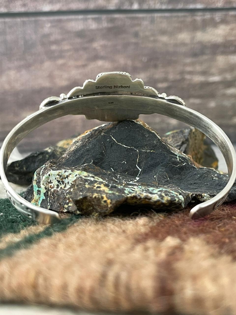 Handmade Sterling Silver Cherry Blossom Cuff Bracelet "Signed Nizhoni"