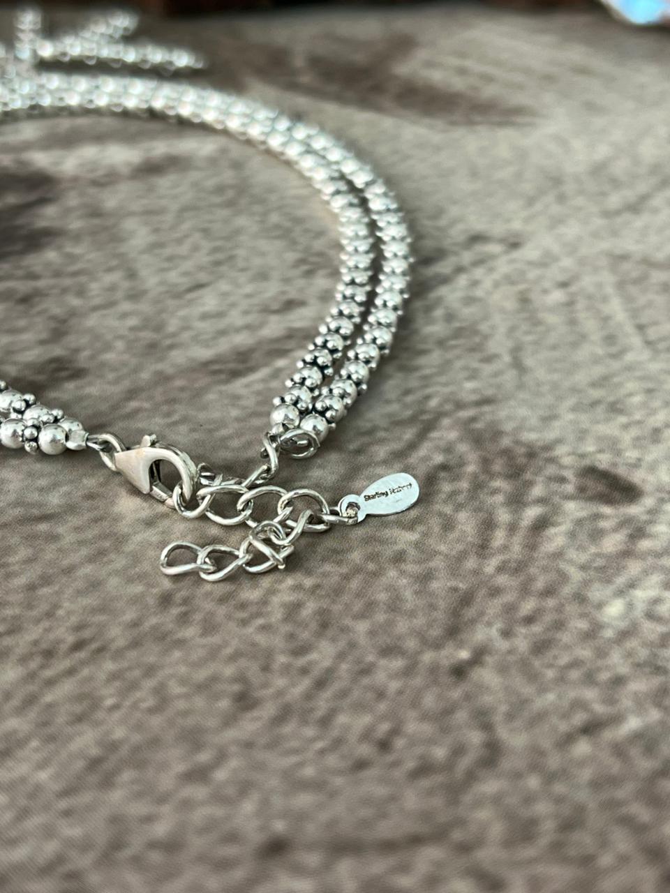 Handmade Sterling Silver Double Strand Beaded Anklet "Signed Nizhoni"