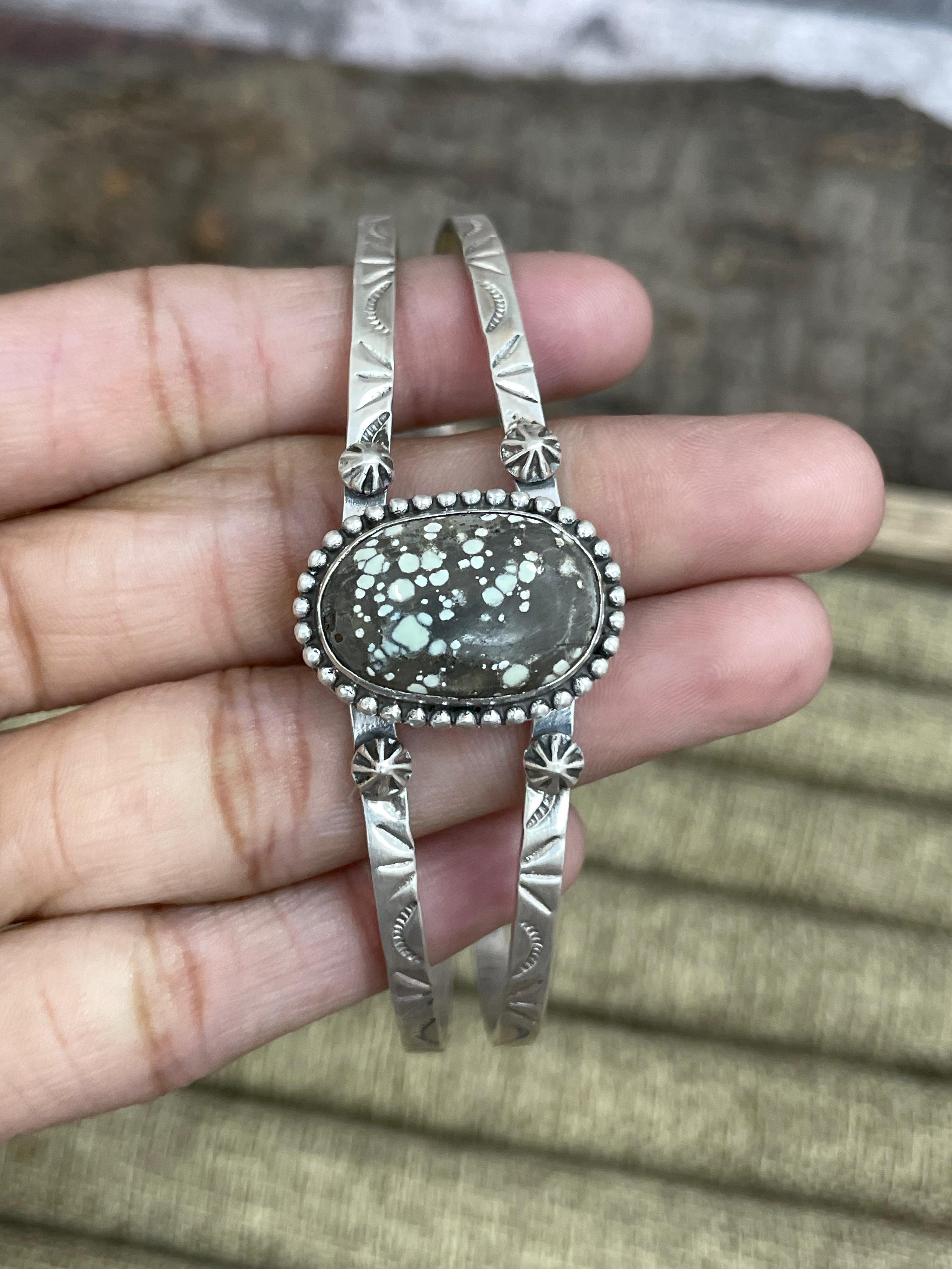 Handmade Sterling Silver Starfox Variscite Bracelet Signed Nizhoni