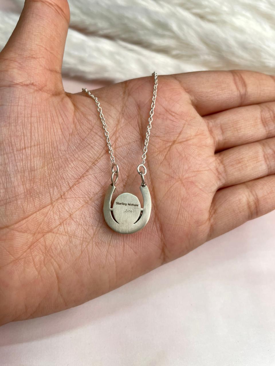 Handmade Sterling Silver White Buffalo Necklace "Signed Nizhoni"