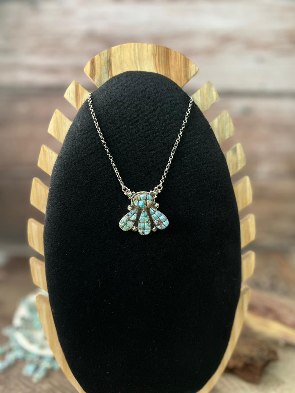 Handmade Sterling Silver 'Golden Hills Turquoise Cobble Collection' Necklace "Signed Nizhoni"