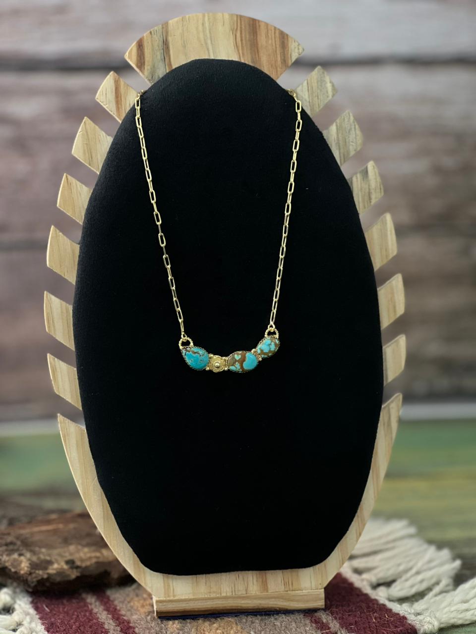 “The Golden Collection” Handmade Number 8 Turquoise with Gold Necklace
