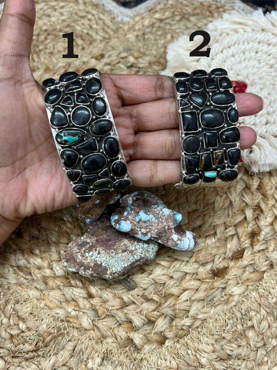 Handmade Sterling Silver Blackjack Turquoise Bracelet "Signed Nizhoni"