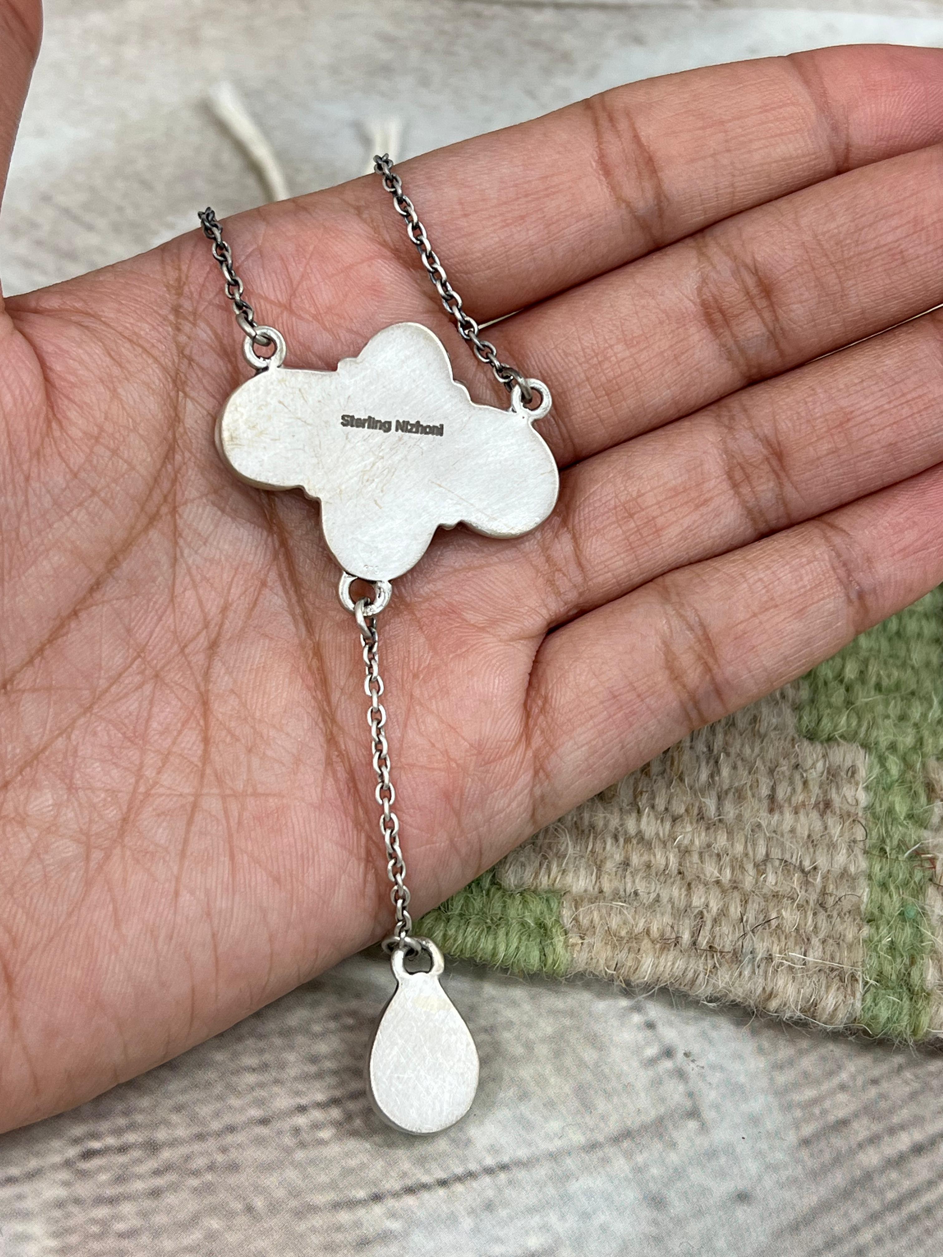 Handmade Sterling Silver Grape Dahlia Necklace with Signed Nizhoni