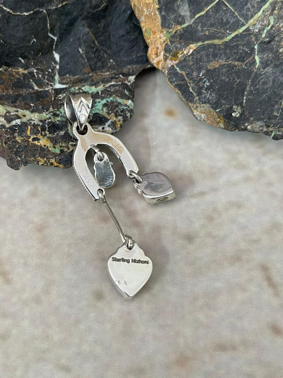 "Heart Collection" Handmade Sterling Silver Hot Pink Pendant "Signed Nizhoni"