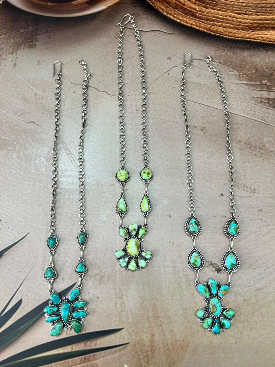 Handmade Sterling Silver Multi Stone Necklace "Signed Nizhoni"