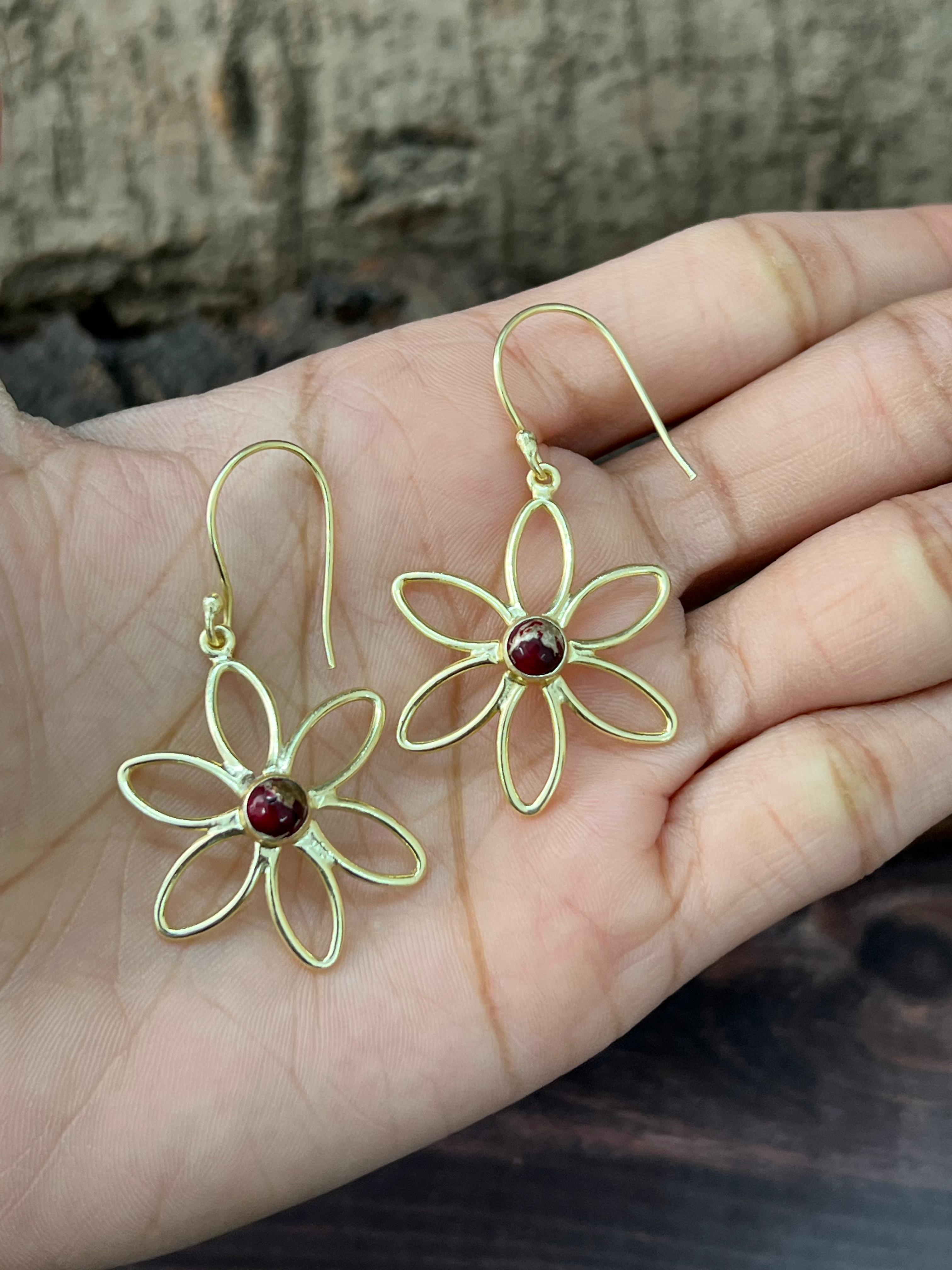 “The Golden Collection” Handmade Natural Dahlia Rose Daisy Flower Hook Earrings