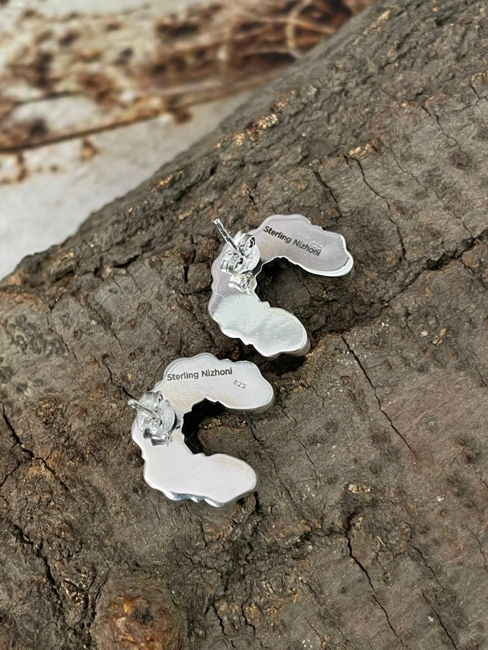 Handmade Sterling Silver Hot Pink Post Studs Earrings "Signed Nizhoni"