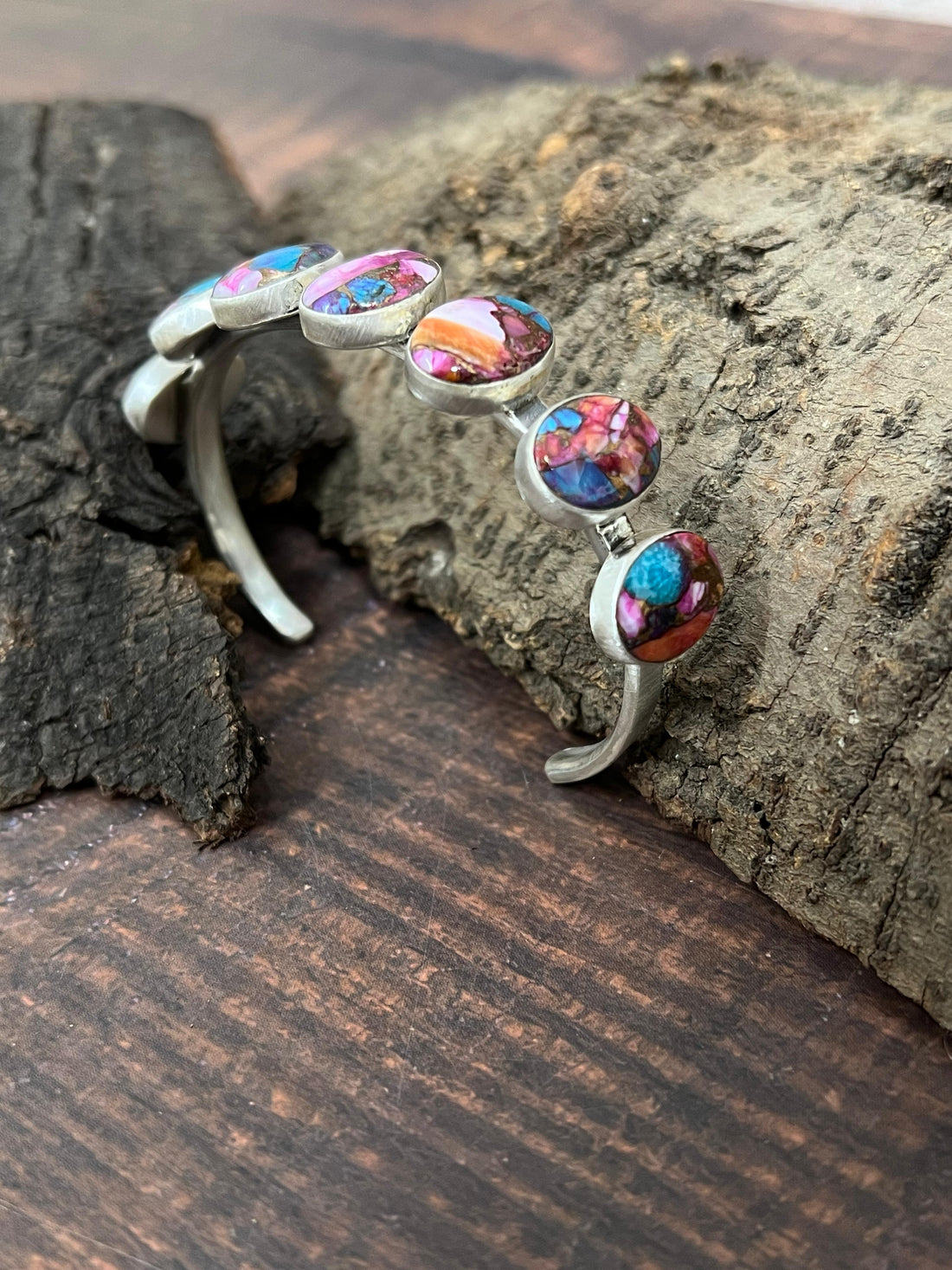 Handmade Sterling Silver Pink Dream Bracelet with Signed Nizhoni (2)