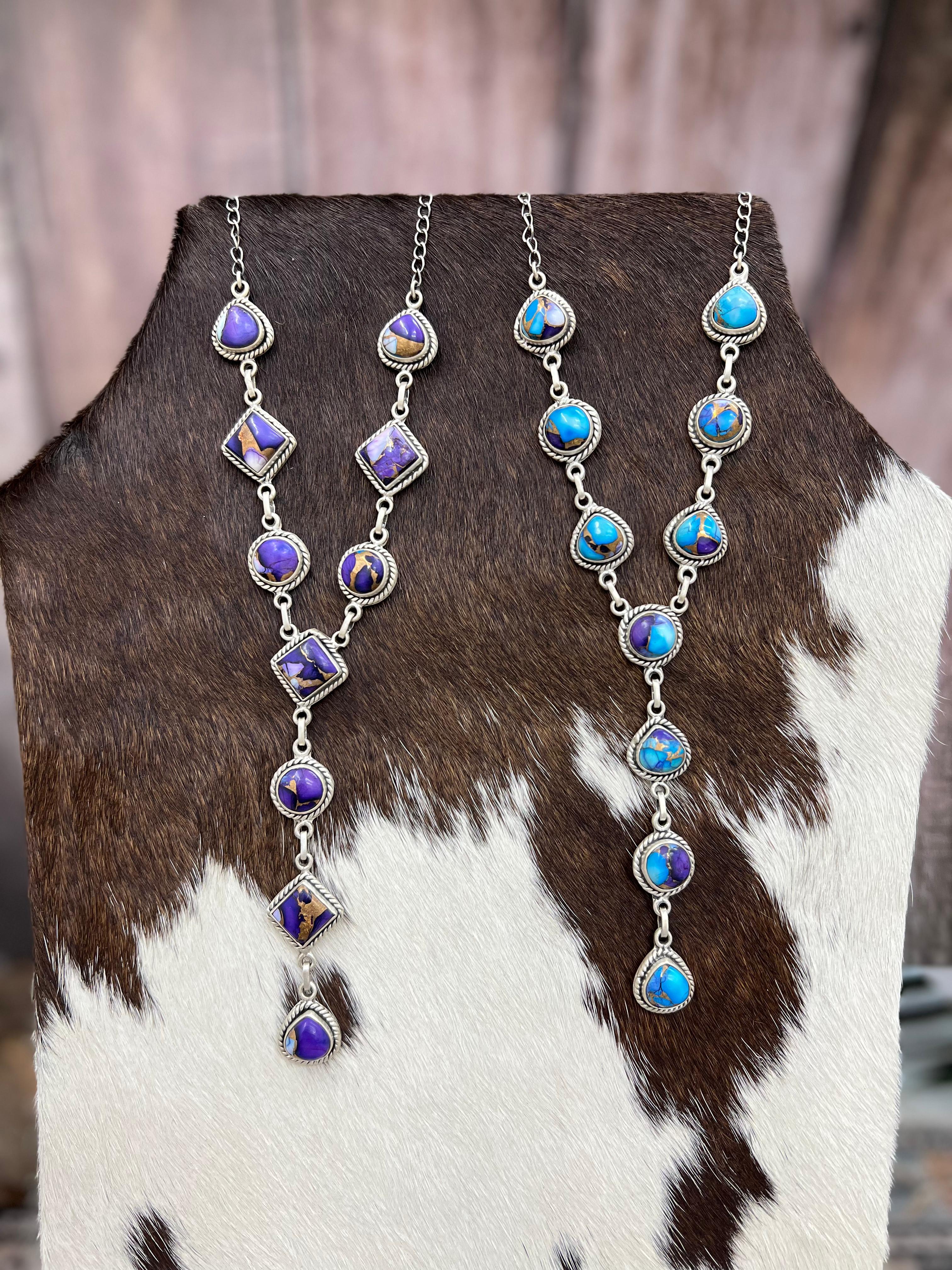 Handmade Sterling Silver Purple Ice Rose Dahlia, Purple Blue Ice Rose Dahlia Necklace, Signed Nizhoni