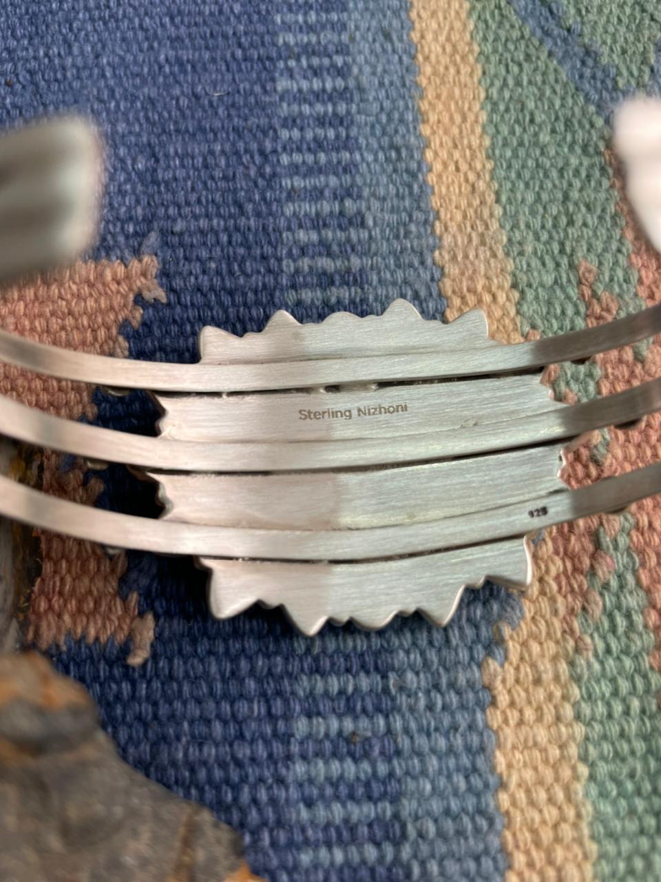 Handmade Sterling Silver White Buffalo Cuff Bracelet "Signed Nizhoni"