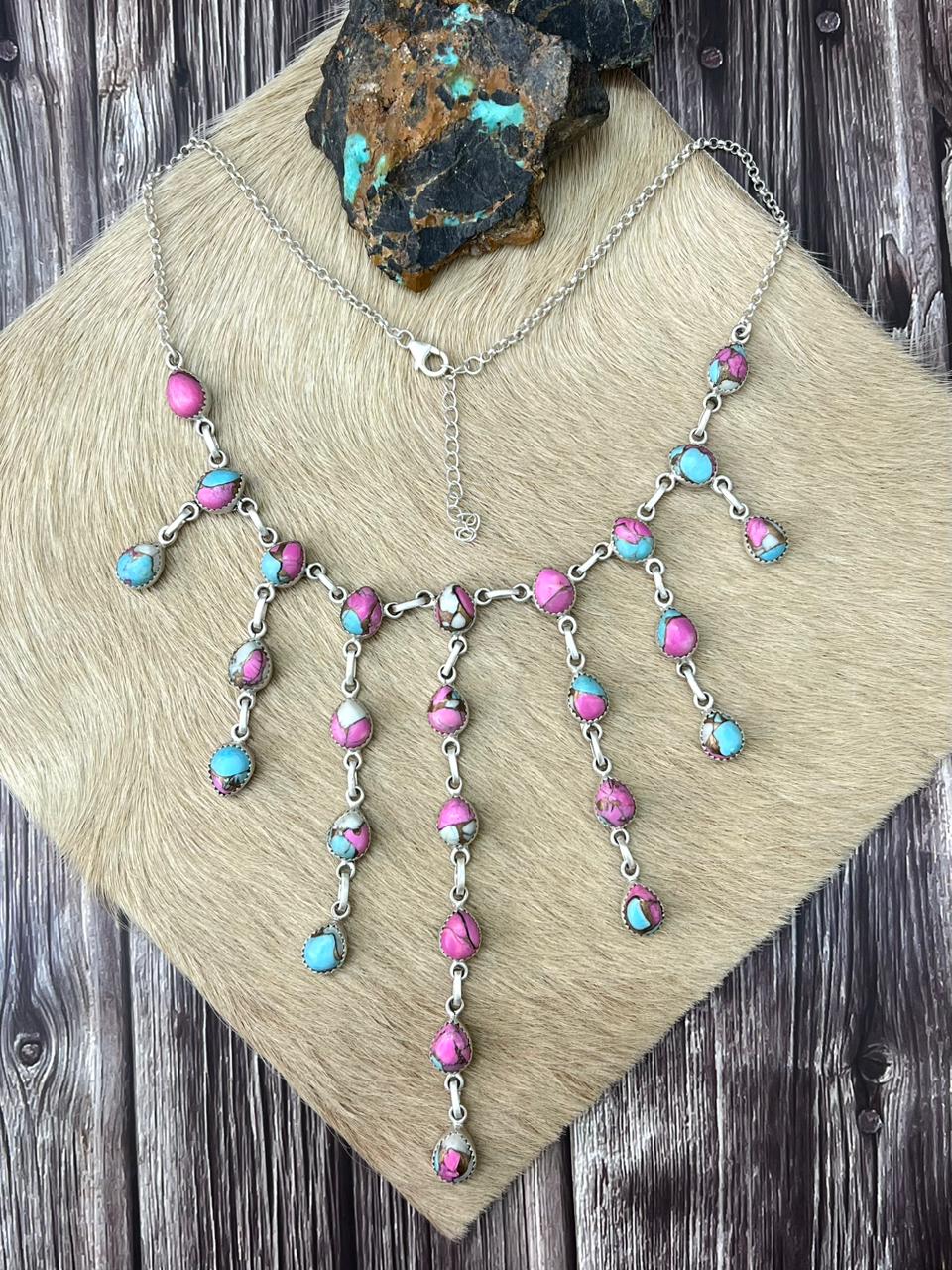 Handmade Sterling Silver Cotton Candy Necklace "Signed Nizhoni"