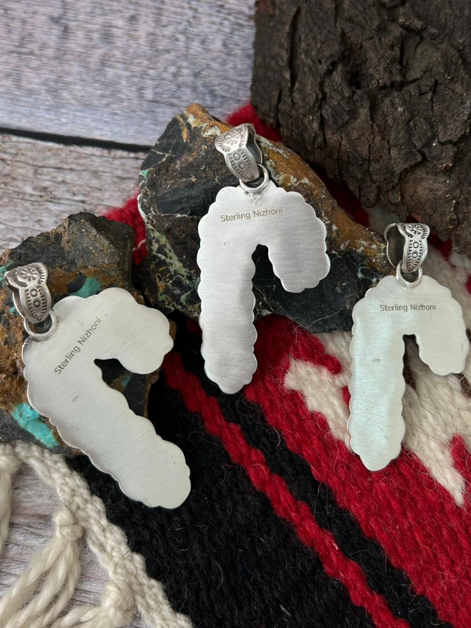 "Christmas Collection" Handmade Sterling Silver Coral Pendant "Signed Nizhoni"