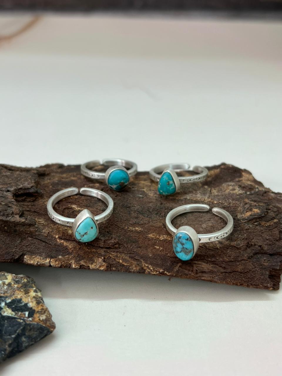 Handmade Sterling Silver White Water Adjustable Ring "Signed Nizhoni"