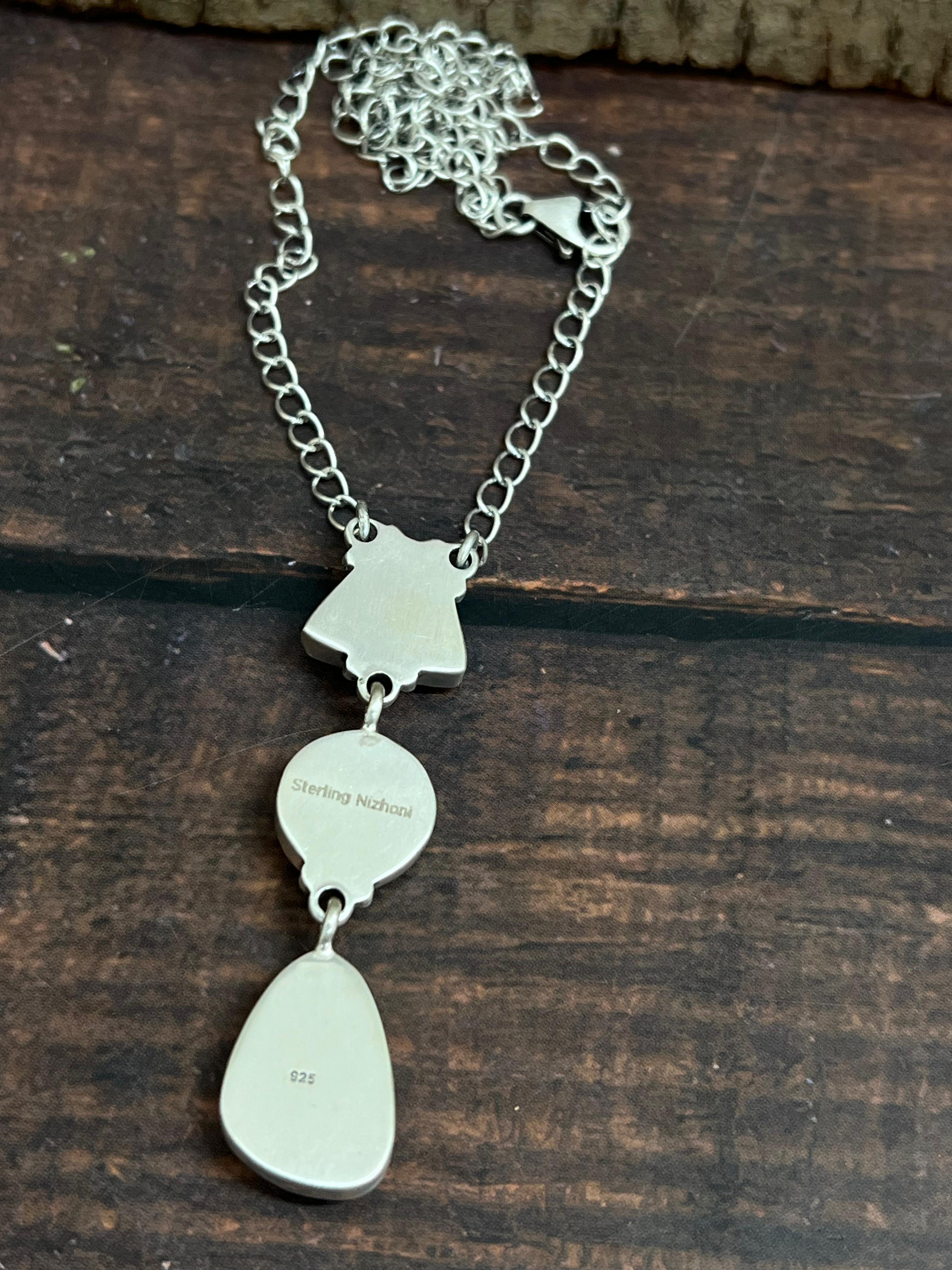 Handmade Sterling Silver Starfox Variscite Necklace Signed Nizhoni