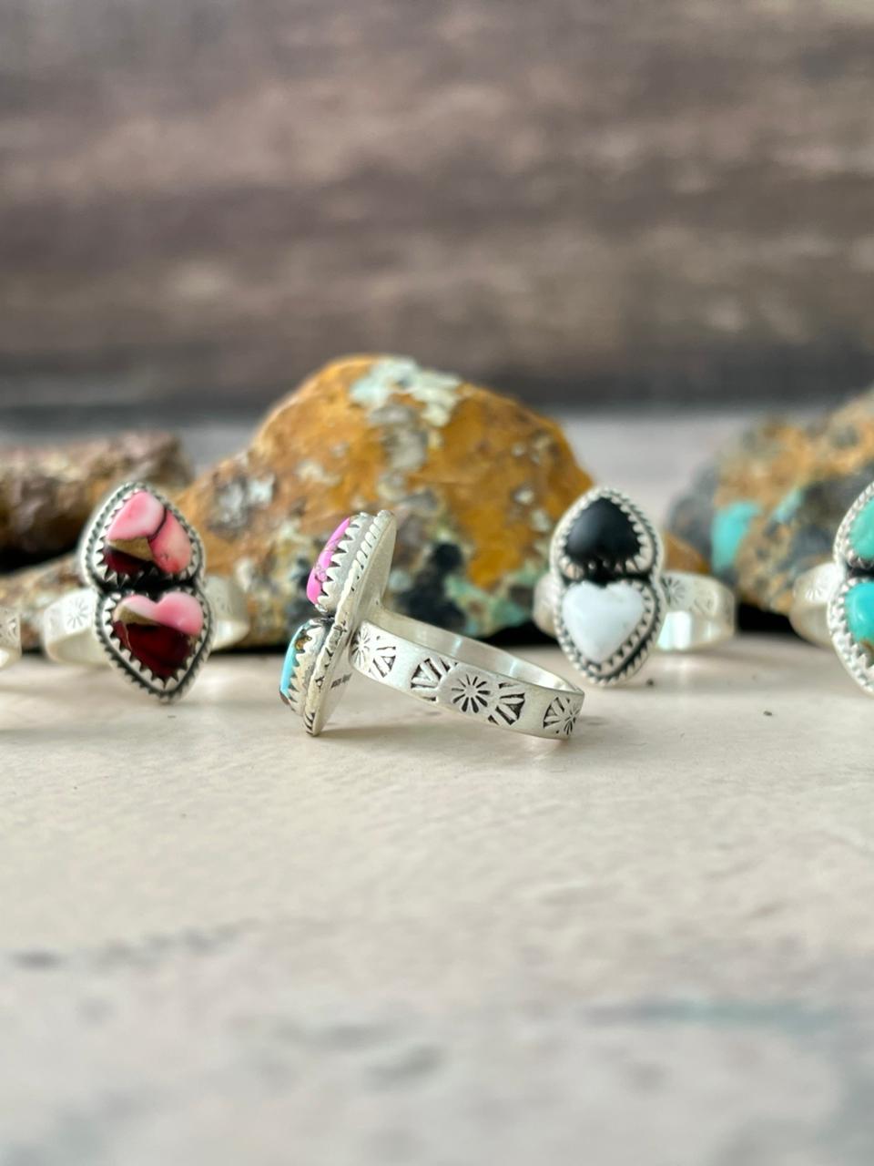 Handmade Sterling Silver Multi Stone Adjustable Ring "Signed Nizhoni"