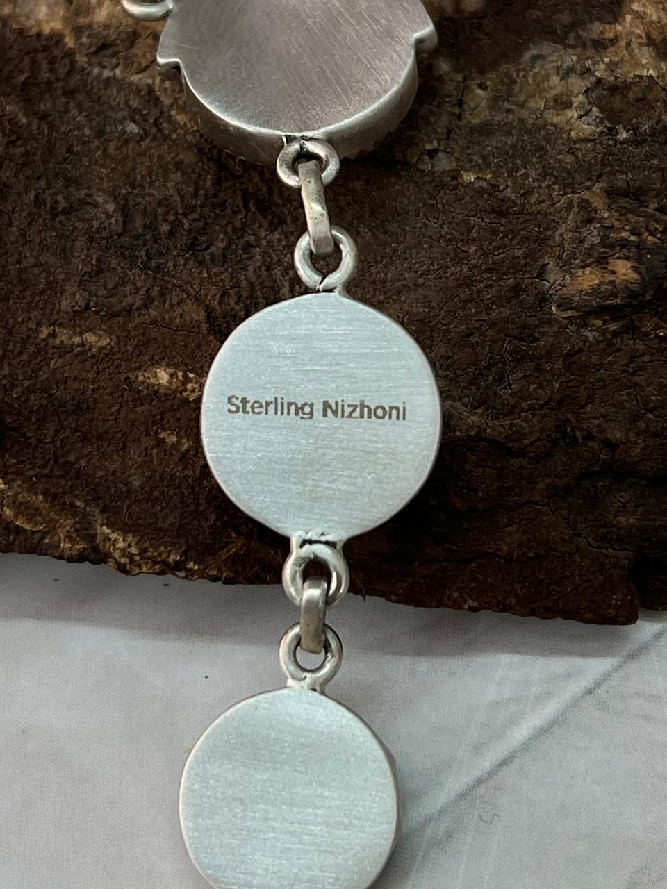 Handmade Sterling Silver Royston Ribbon Turquoise Drop Necklace "Signed Nizhoni"