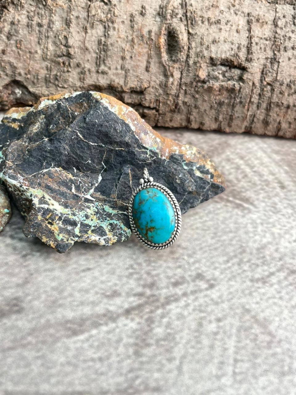 Handmade Sterling Silver Arizona Blue Turquoise Hat Pin "Signed Nizhoni"