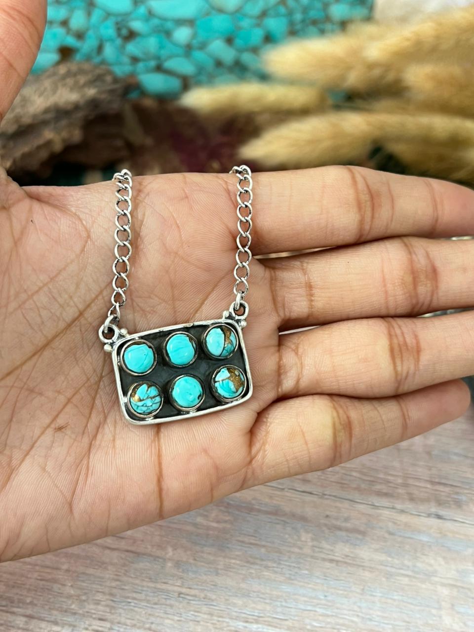 Handmade Sterling Silver Mint Dahlia Collection: Necklace "Signed Nizhoni"