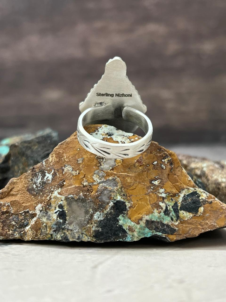 Handmade Sterling Silver Wildhorse Magnesite Adjustable Ring "Signed Nizhoni"