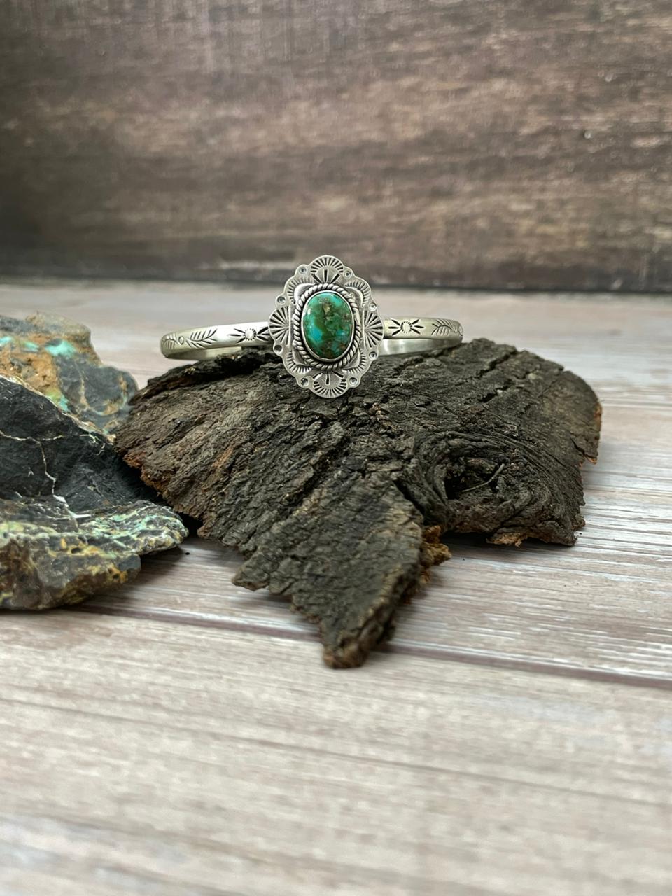 Handmade Sterling Silver Sonoran Mountain Turquoise Cuff Bracelet "Signed Nizhoni"