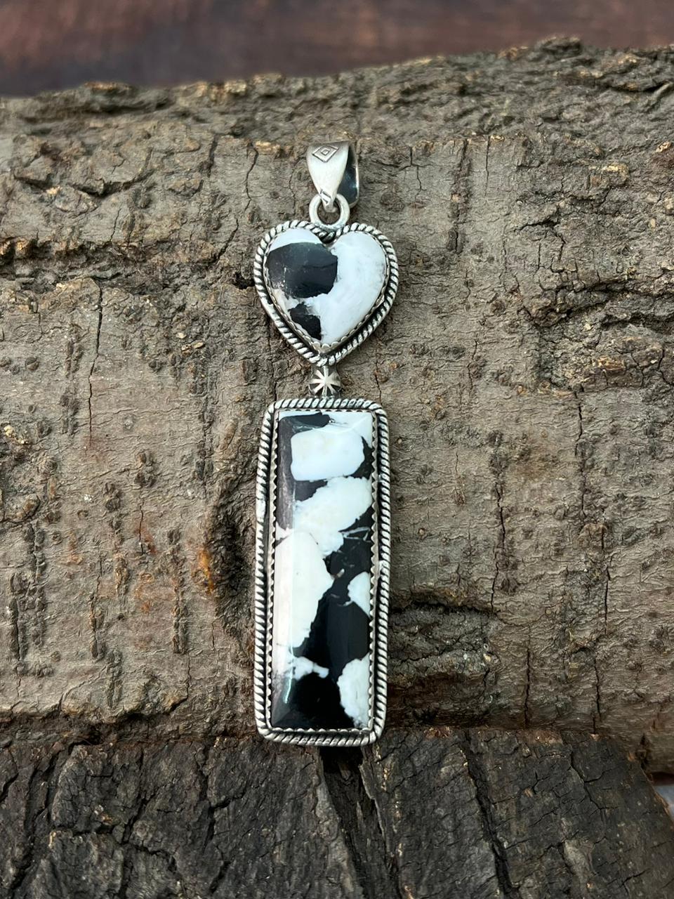 Handmade Sterling Silver White Buffalo Pendant "Signed Nizhoni"