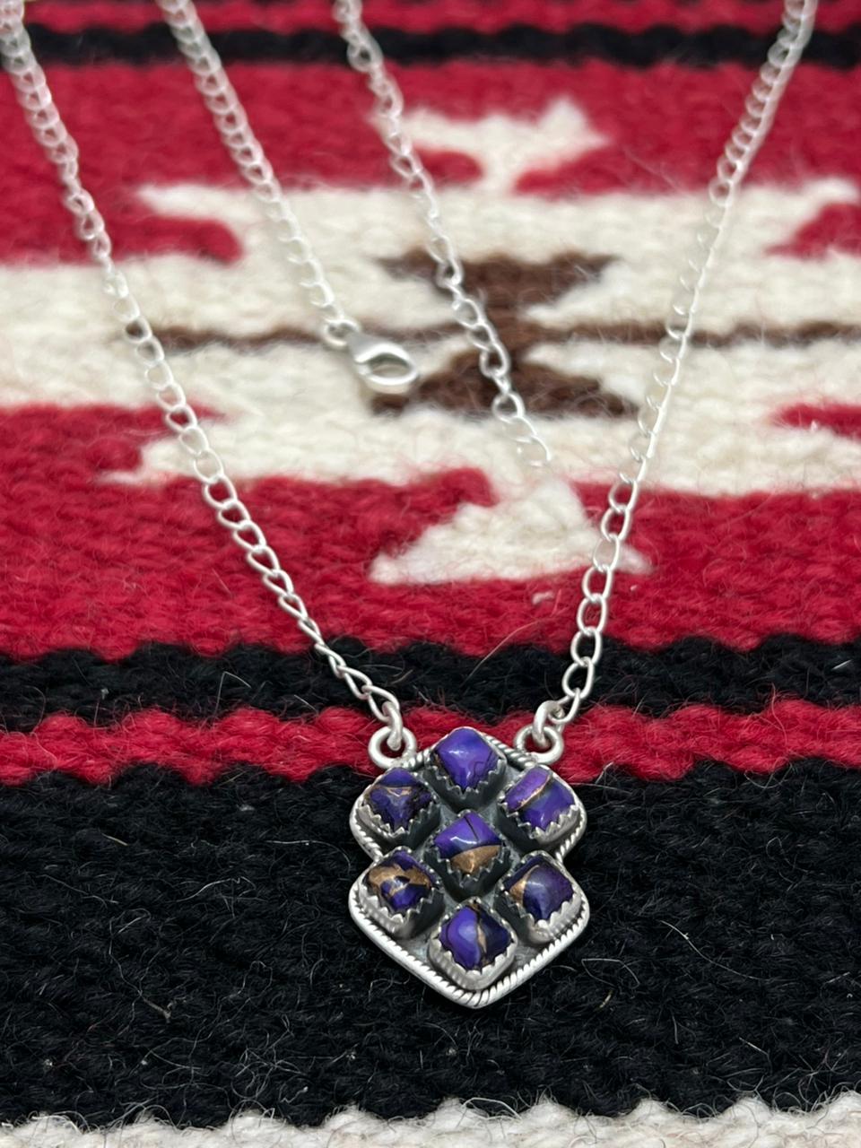 Handmade Sterling Silver Grape Dahlia Necklace "Signed Nizhoni"