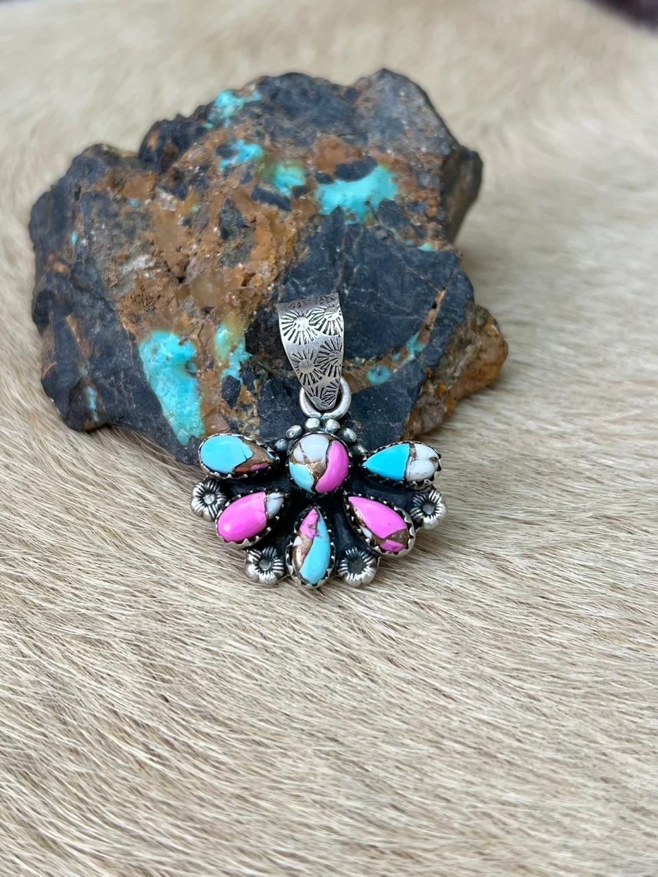 Handmade Sterling Silver Cotton Candy Pendant "Signed Nizhoni"