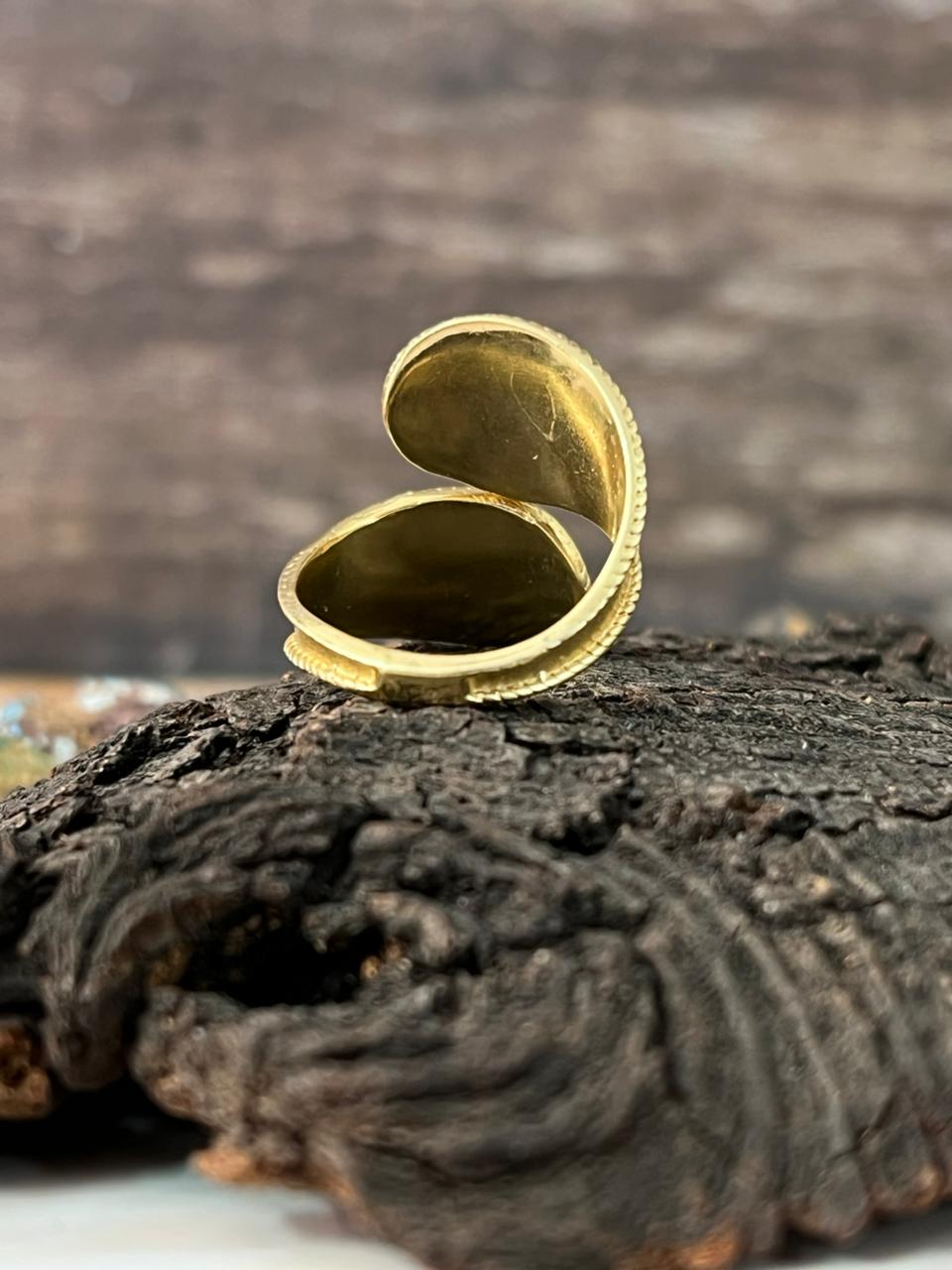 The Golden Collection: Handmade Kingman Turquoise Crossover Gold Adjustable Ring