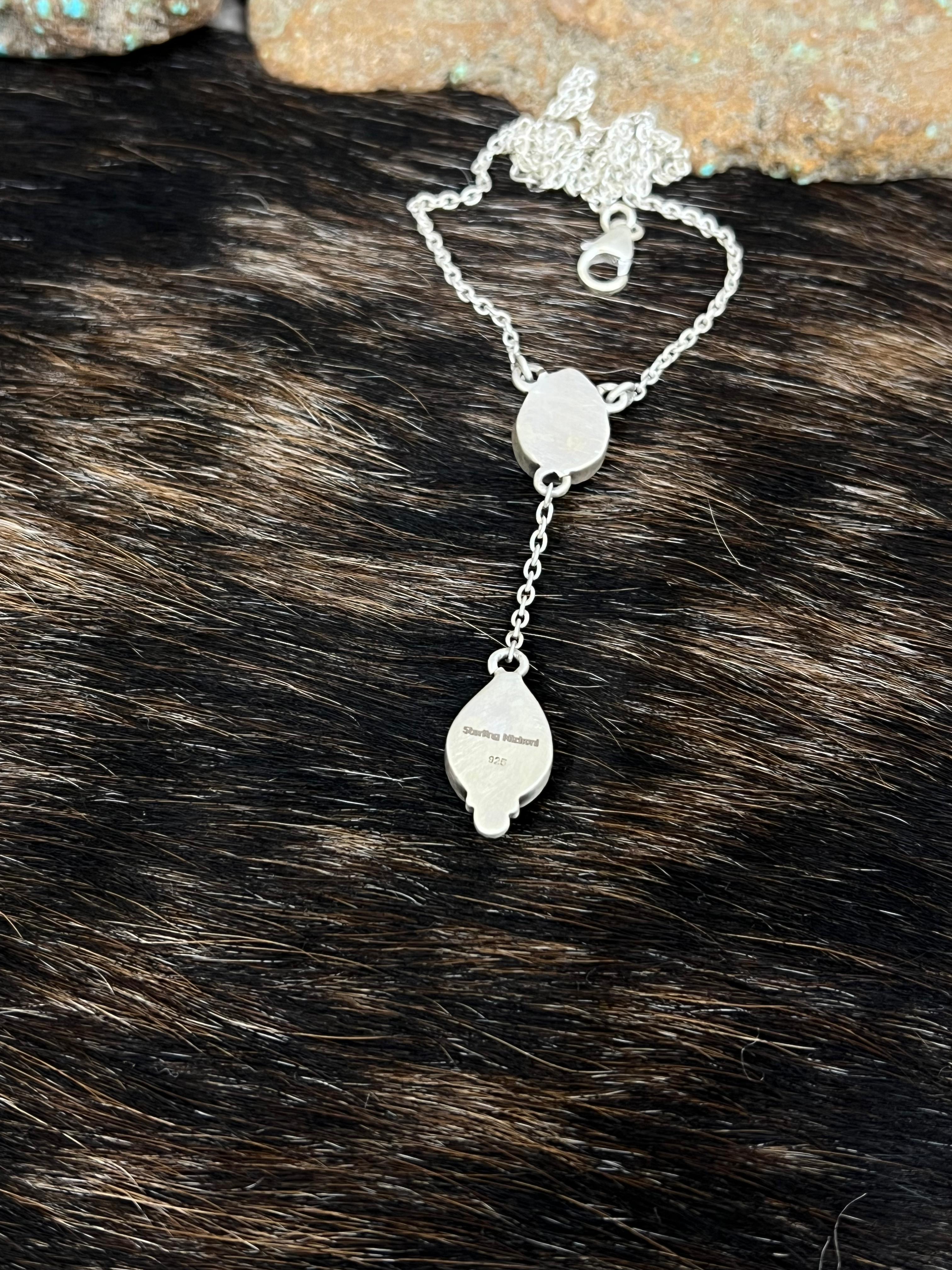 Handmade Sterling Silver Grape Dahlia Necklace with Signed Nizhoni