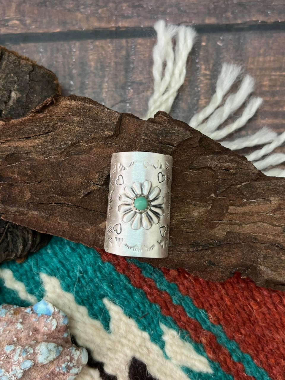 Handmade Sterling Silver Kingman Turquoise Hair Pin "Stamped Nizhoni"