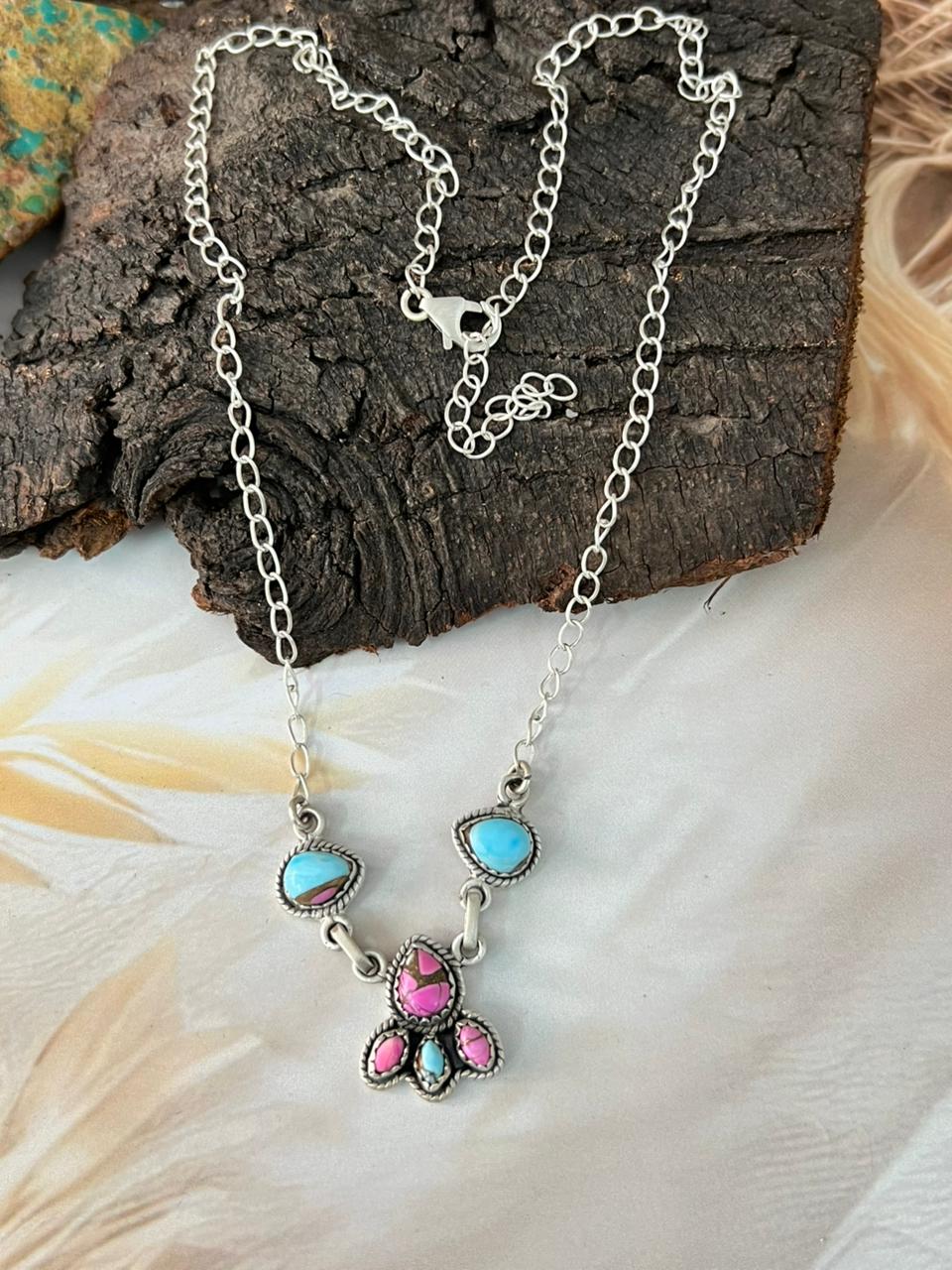 Handmade Sterling Silver Cotton Candy Necklace "Signed Nizhoni"