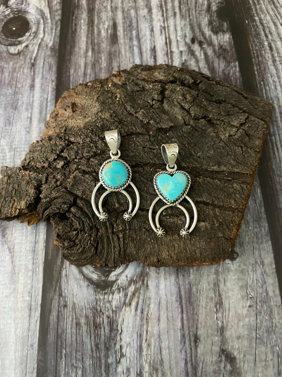 Handmade Sterling Silver Santa Maria Turquoise Pendant "Signed Nizhoni"