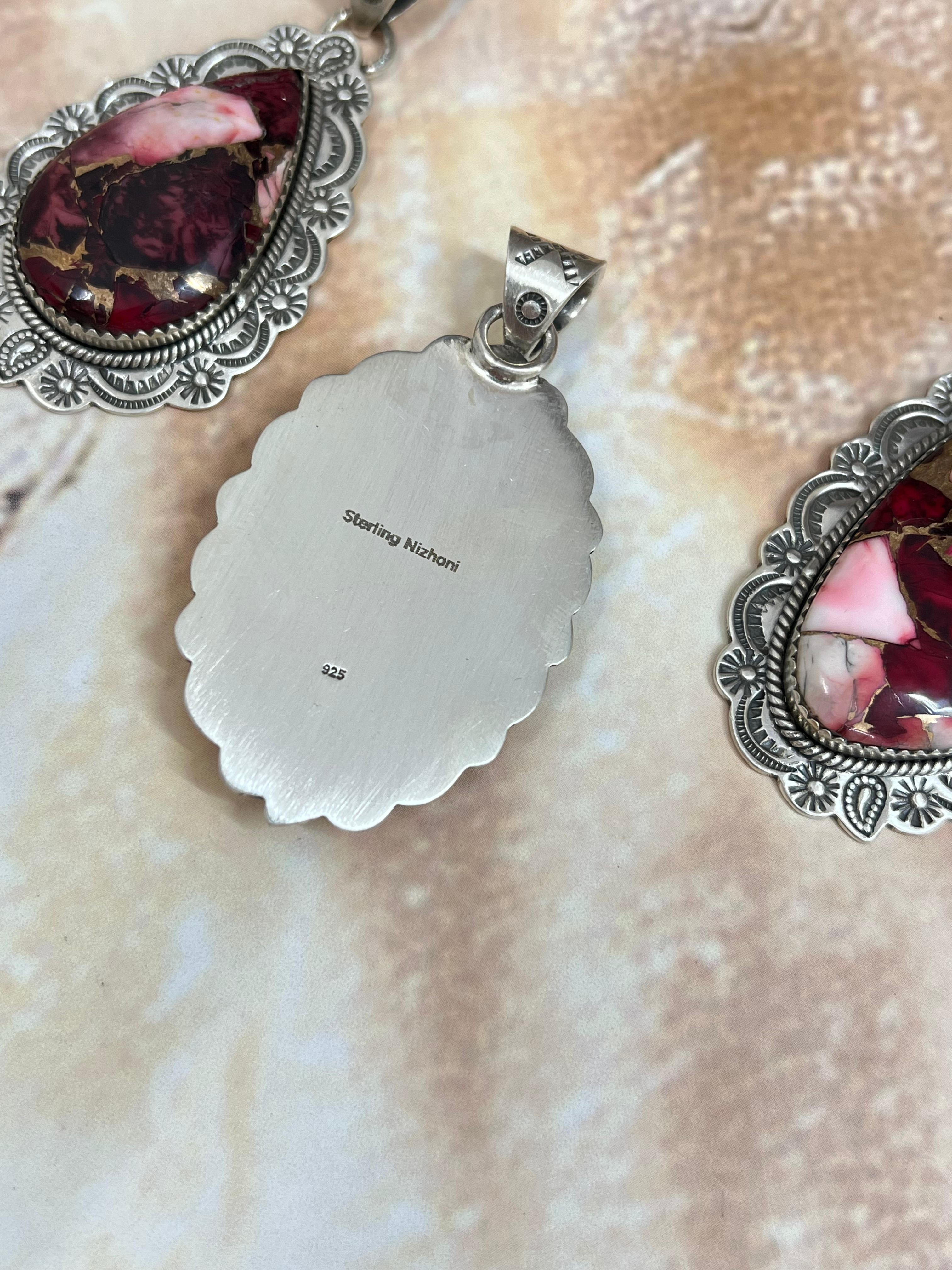 Handmade Sterling Silver Dahlia Rose Pendant with Signed Nizhoni