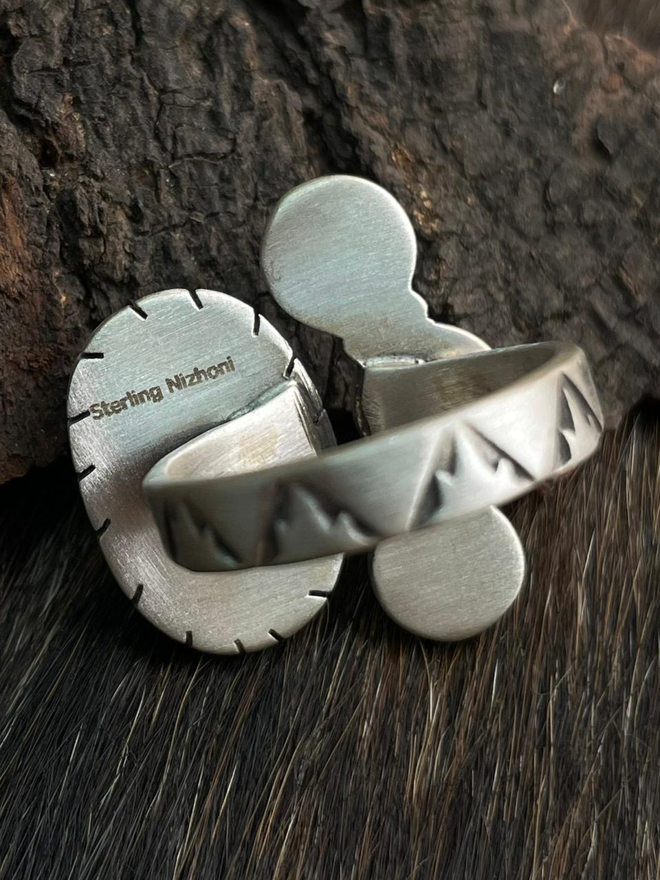 Handmade Sterling Silver 'Cotton Candy Cobble Collection' Adjustable Ring "Signed Nizhoni"