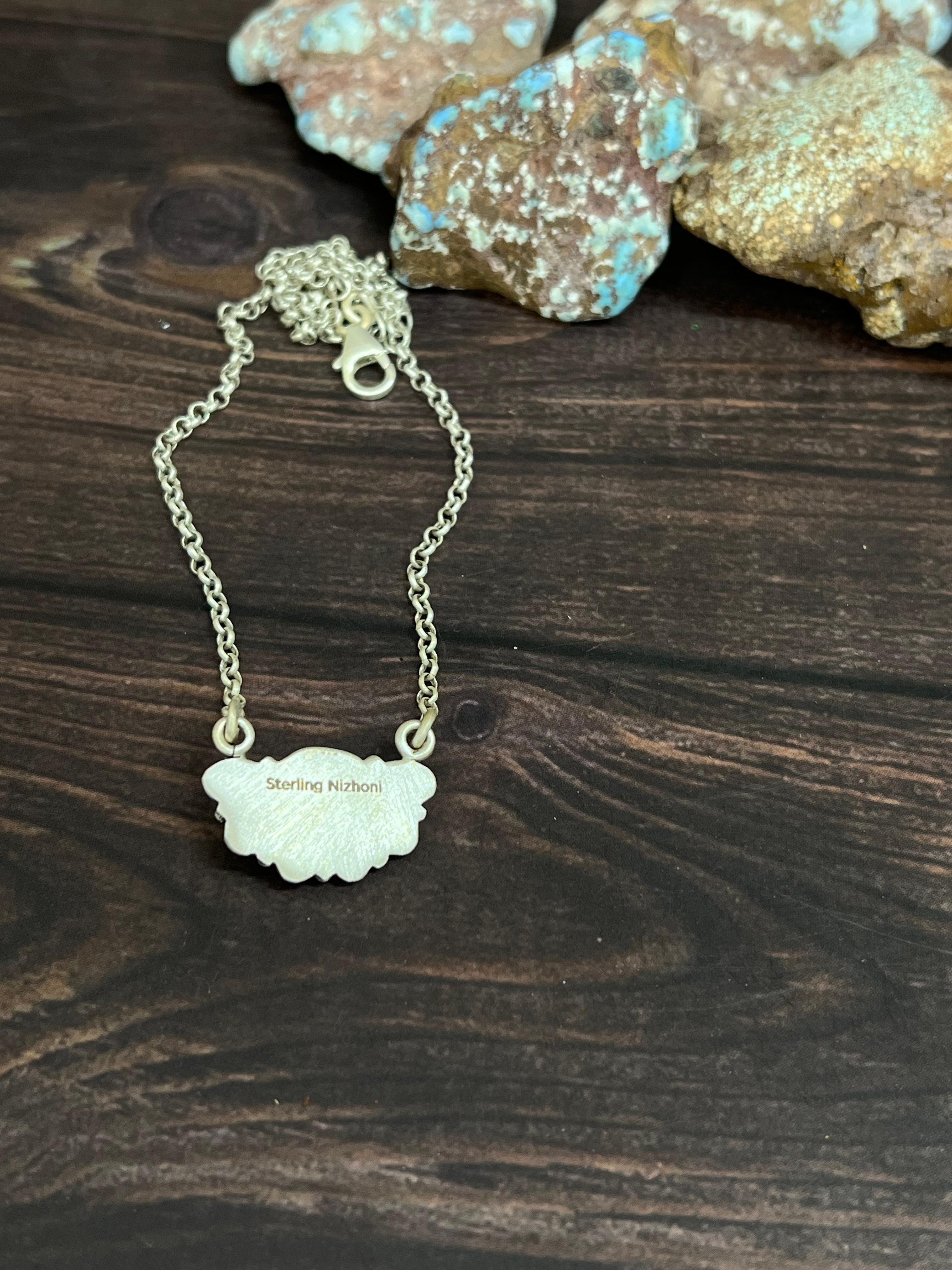 "Ball Collection" Handmade Sterling Silver Golden Hills Turquoise Necklace with Signed Nizhoni