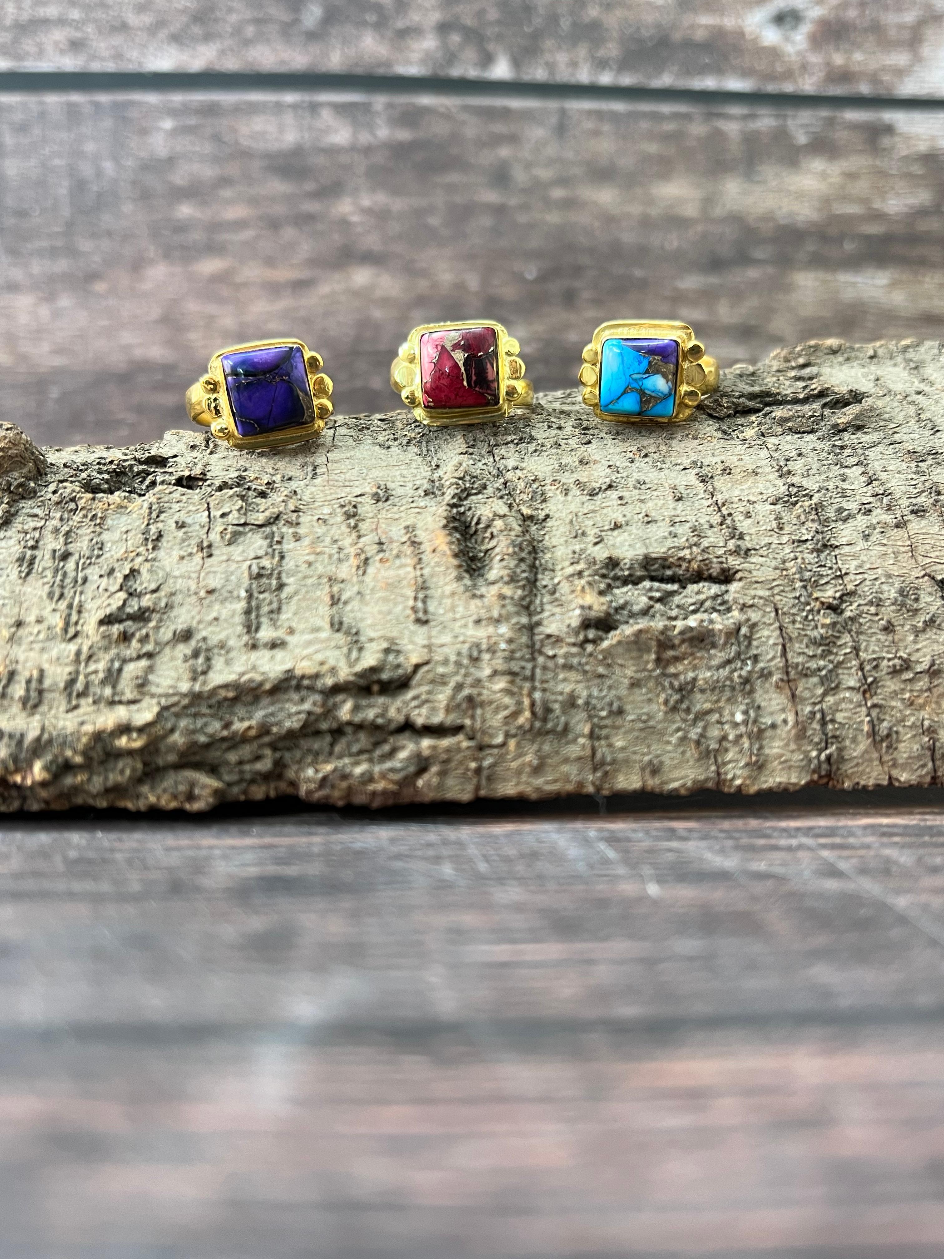 “The Golden Collection” Natural Multi Stone Adjustable Ring (9)