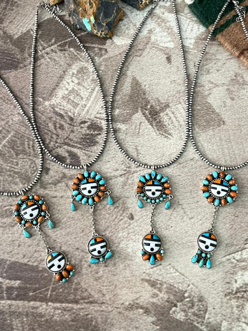 Handmade Sterling Silver Turquoise and MOP Beaded Necklace "Signed Nizhoni"