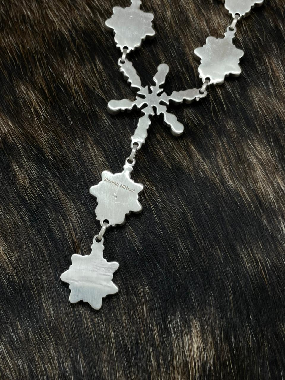 Handmade Sterling Silver White Buffalo with Red Opal Necklace "Signed Nizhoni"