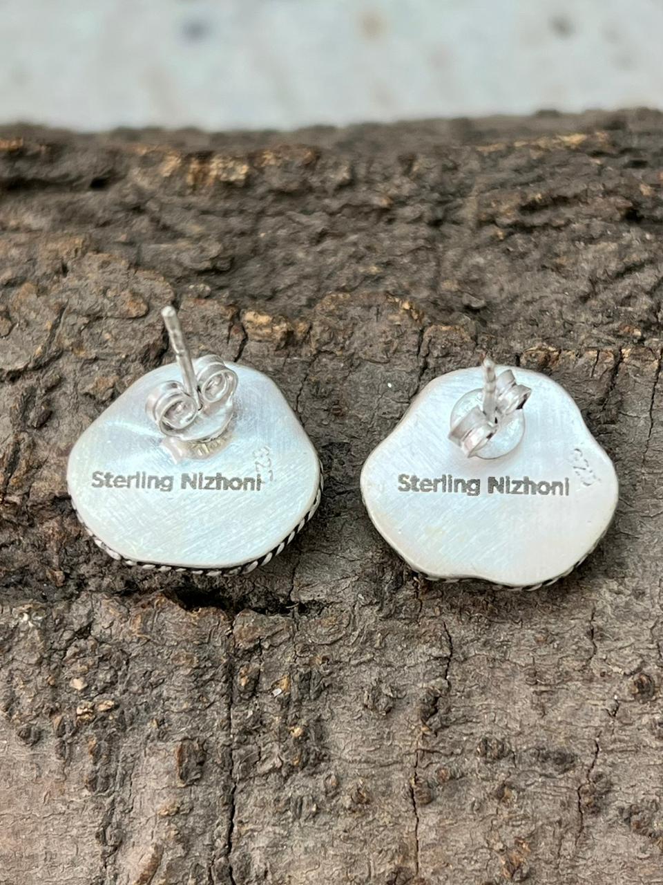 Handmade Sterling Silver Hot Pink Post Studs Earrings "Signed Nizhoni"