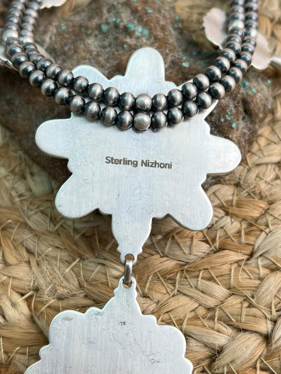 Handmade Sterling Silver Beaded Blossom Cotton Candy Necklace "Signed Nizhoni"